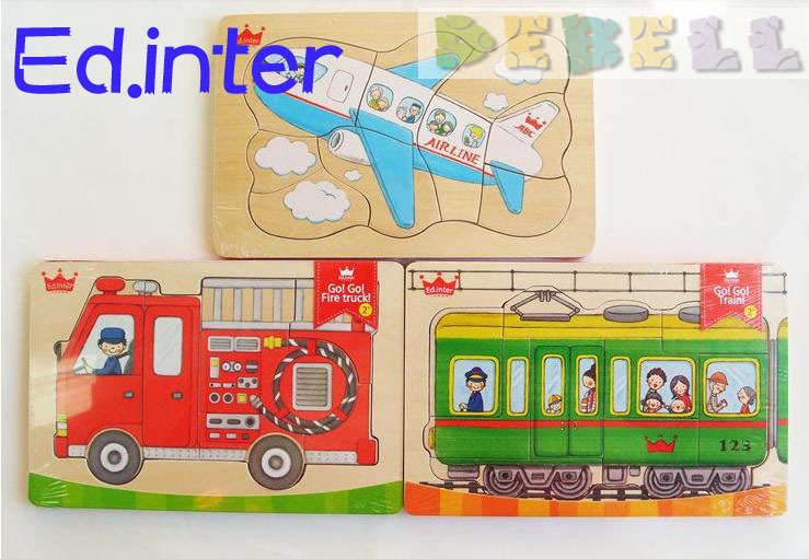 Hot ED.inter wooden puzzle toy for Fire engine school bus plan puzzle 