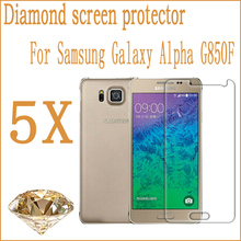 4.8” Mobile Phone Gold Diamond Protective Film Samsung Galaxy Alpha G850F Screen Protector Guard Cover Film – 5PCS/Wholesales