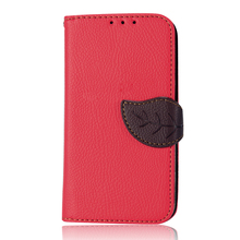5 Colors Special Design Leaf Fashion PU Leather Flip Phone Back Cover For LG Optimus L90