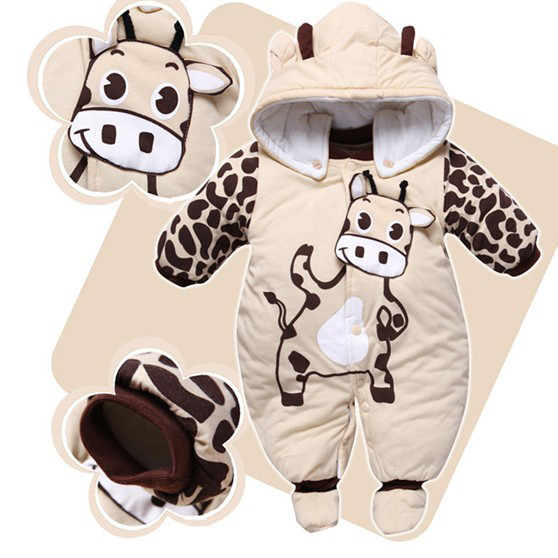 Hot New Newborn One piece Baby Clothes Boy Clothes Romper Winter Outfits Beige free shipping