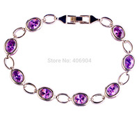 Wholesale Oval Cut Amethyst 925 Silver Bracelet New Fashion Purple Jewelry Love For Women Gift Free Shipping