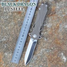 NEWEST XINZUO Black dragon folding knife D2 stainess steel blade Titanium alloy TC4 handle with leather sheath High performance