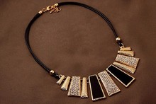 N302 New Fashion Design Beads Enamel Bib Leather Braided Rope Chain Necklace Free Shipping Feida 972