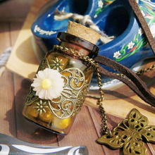 Fashion Noble Jewelry Retro Wishing Bottle Long Leather Rope Sweater Necklace V3NF