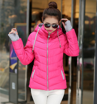 2015 новой корейской версии женская мода показать тонкие с длинными рукавами основные куртка с капюшоном тонкий вниз пальто на вате