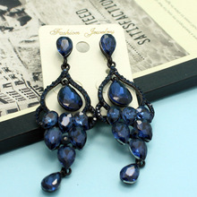 Shiny Brand Montana Blue Rhinestone Stud Earrings For Women Colar Feminino Wedding Earing Unusual Bridal Fine