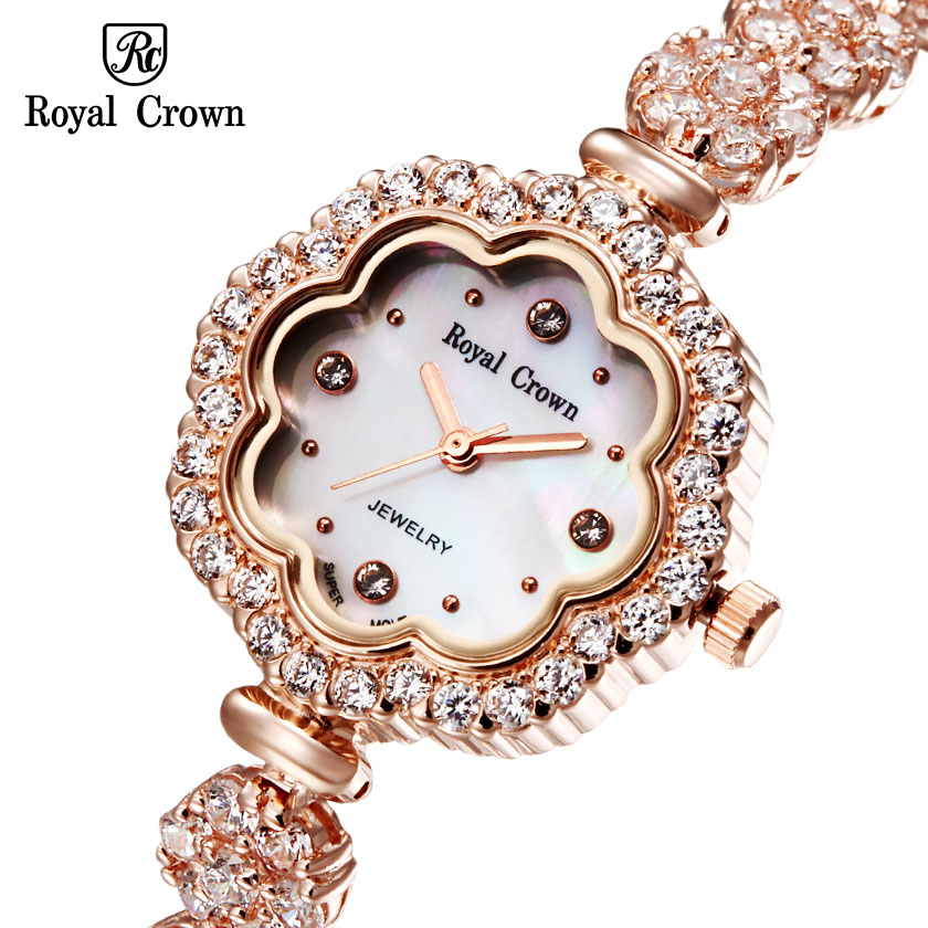 Luxury Jewelry Lady Woman Wrist Watch Fashion Hours Shell Dress Bracelet Brass Rhinestone Sun flower Gold