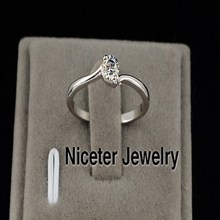 NICETER Exclusive 18K Real White Gold Plated Cubic Zircon Diamond Ruby Transparent Engagement Party Rings For