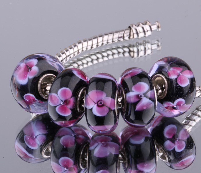 5PCS 925 sterling silver DIY thread Murano Glass Beads Charms fit Europe pandora Bracelets necklaces fthaokoa