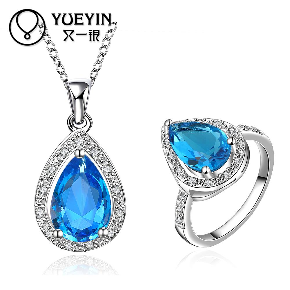 FVRS0012015 new fine jewelry sets Blue gems Party jewlery set for lady Fashion Big Crystal set