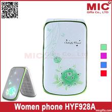2014 Flip unlocked Dual SIM card dual camera women flower flash light senior girls lady cute cell mobile music phone Ciumi P260