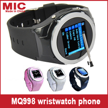 2013 Unlocked GSM mp4 swap watch phone leather strap all steel case touch screen gold silver