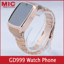 2013 mp4 luxury sim bluetooth watch phone leather strap all steel case touch screen gold silver