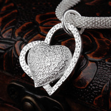 New Fashion 925 Silver Heart Love Necklace Plated Beautiful Heart Love Pendant Chain Necklace