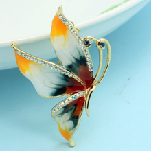 Good Quality 18K Gold Butterfly Brooches Collar Women Enamel Broach Fabulos Jewelry Nice Marriage Anniversary Hijab