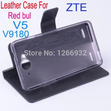 For ZTE Red Bul V5 V9180 PU Leather Flip Stand Holder Back Cover Wallet Book Case