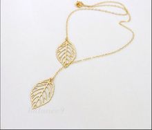 Europe and the United States jewelry fashion small pure and fresh and double leaf necklace Free