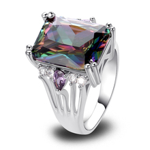Fashion Jewelry Multi Color Mysterious 925 Silver Ring Rainbow Topaz Gift For Women Size 7 8 9 10 Wholesale Free Shipping