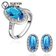 10sets/lotFVRS043 2015 new fine jewelry sets Extravagant Party jewlery set for lady Fashion Big Crystal set Ring and Earing