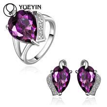 10sets/lotFVRS023 2015 new fine jewelry sets Extravagant Party jewlery set for lady Fashion Big Crystal set (ring and earing)