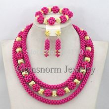 Classic African Beads Jewelry Set Wedding Nigerian Beads Necklace Set 2015 Fashion Free Shipping TS016