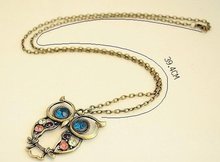 2015 Hot Selling Free shippping Big discount fashion vintage bronze Rhinestone owl Necklaces Statement jewelry for