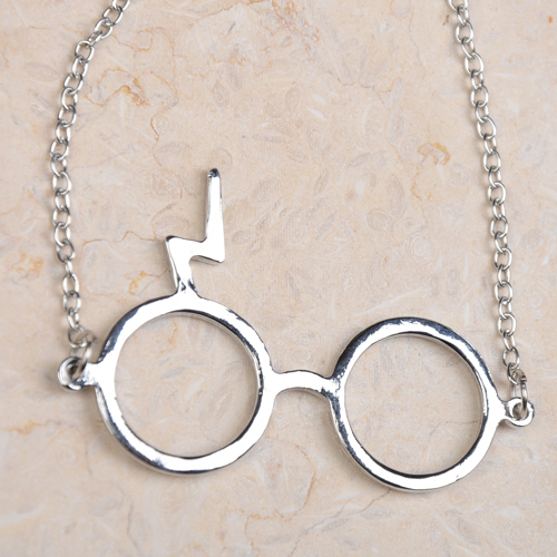 Harry Potter Lightning Scar Glasses Pendant Necklace new listing retro movie jewelry wholesale N029