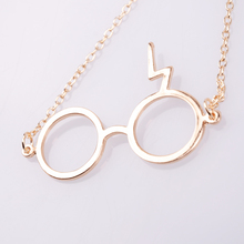 Harry Potter Lightning Scar Glasses Pendant Necklace new listing retro movie jewelry wholesale N029