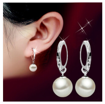 New Arrival 925 Sterling Silver Shining CZ Diamond Crystal Peal Ear Studs Earrings Jewelry E shine