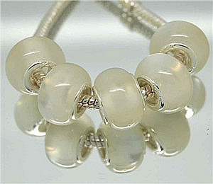  NO 136 Free Shipping 14mm Glass Ceramics 925 silver cord Big Hole Loose Beads fit