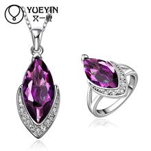 10sets/lotFVRS017 2015 new fine jewelry sets Extravagant Party jewlery set for lady Fashion Big Crystal set(Necklace and Ring)
