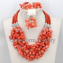 2015 Latest Coral Bridal Necklace Set Chunky Bib Statement Necklace Jewelry Fashion Set 5 Colors Available