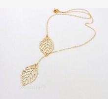 N091 New Stunning Celebrity Sideways Vertical Tree leaf Charm Infinity Pendant Necklace Chain Wedding Event Jewelry