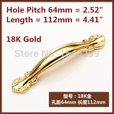 10pcs 18 k ouro punho buraco c:c:64 mm comprimento 112 mm 4,41