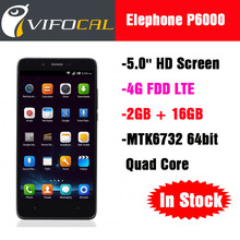 Original Elephone P6000 4G FDD LTE Mobile Phone MTK6732 64bit Quad Core 5.0” HD Screen Android 4.4 OS 2GB RAM + 16GB ROM 13.0MP