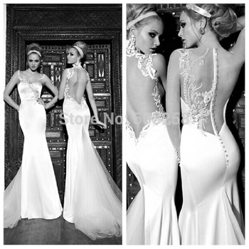 Dwd21 галя Lahav два стиль назад свадебное платье мода русалка атласная 2015 свадебное платье