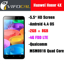 Original Huawei Honor 4X Mobile Phone 4G FDD LTE Qualcomm MSM8916 Quad Core 5.5” HD Screen Android 4.4 OS 2GB + 8GB GPS 13.0MP