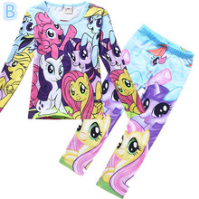 My little pony clothes girls clothing sets suits kids pajamas children 2 piece sleepwear home fashion