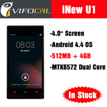 Original iNew U1 Smart Mobile Phone MTK6572 Dual Core 4.0” Screen Android 4.4 OS 512MB RAM + 4GB ROM WCDMA 3G GPS Dual Sim 2MP
