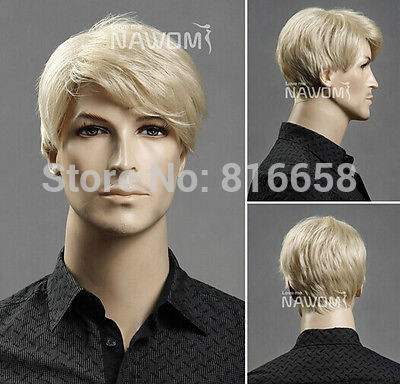 Free shipping Men s short blonde hair wig wig male European and American popular