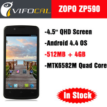 Original ZOPO ZP590 Smart Mobile Phone MTK6582M Qual Core Android 4.4 OS 4.5” QHD Screen 512MB + 4GB ROM 5MP GPS WCDMA 3G WIFI