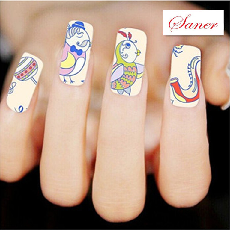 Nail Art Stickers Decal Multi Color Chicken Cartoon Design DIY French ...