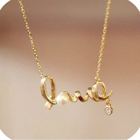love pearl necklaces cheap Unique Designer vintage Fashion LOVE Letters Pendant With Gold Chain Necklace women