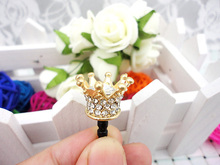 Retail 2015 New Arrival Cell Phone Accessories Dust Plug Full Crystal Crown Phone Chain free shipping