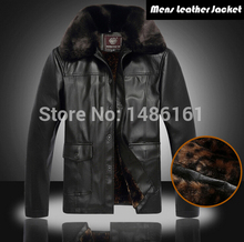 2015 New Winter Male Fur Stand Collar Thickening And Wool Windbreak Waterproof Lether Jackets Men’s Leather Coat