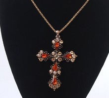 Strass cameo cross long necklaces pendants good quality collares vintage jewelry girl necklace colar cruz collars