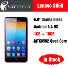 Original Lenovo S850 Smart Mobile Phone MTK6582 Quad Core 5.0″ Gorilla Glass Android 4.4 1GB + 16GB Dual Sim 13.0MP GPS WCDMA 3G