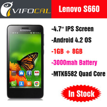 Original Lenovo S660 MTK6582 Quad Core Mobile Phone 4.7” IPS QHD Screen Android 4.2 OS 1GB + 8GB 3000mah Dual Sim 8MP WCDMA 3G