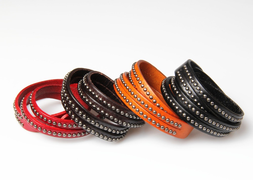 4 color korean fashion high quality leather love braclets for women men punk rock revit wristband