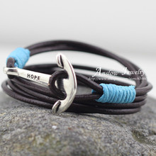LOW0032LB New Brand Anslow Fashion Jewelry Women Bracelet Men’s Leather Bracelet Anchor Bracelets Love Gift Free Shipping